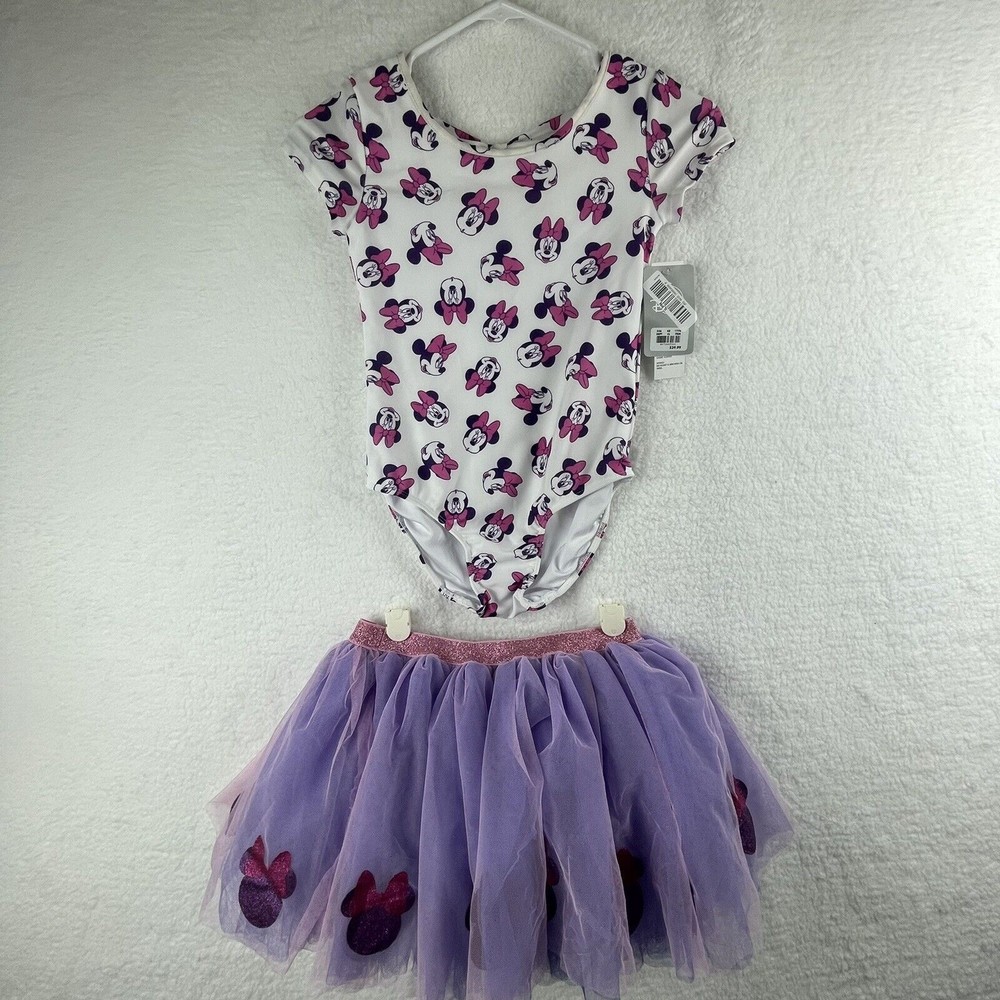 NWT Disney Store Minnie Mouse Tutu Body Suit Set Size 9/10 Girls